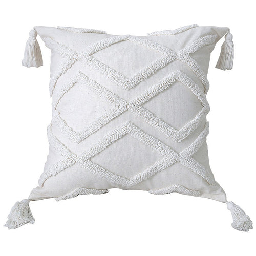 Housse de Coussin Boho Touffetée
