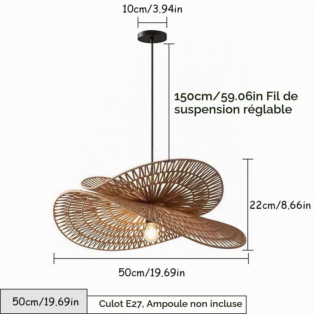 Lampe Suspendue en Rotin Bohème