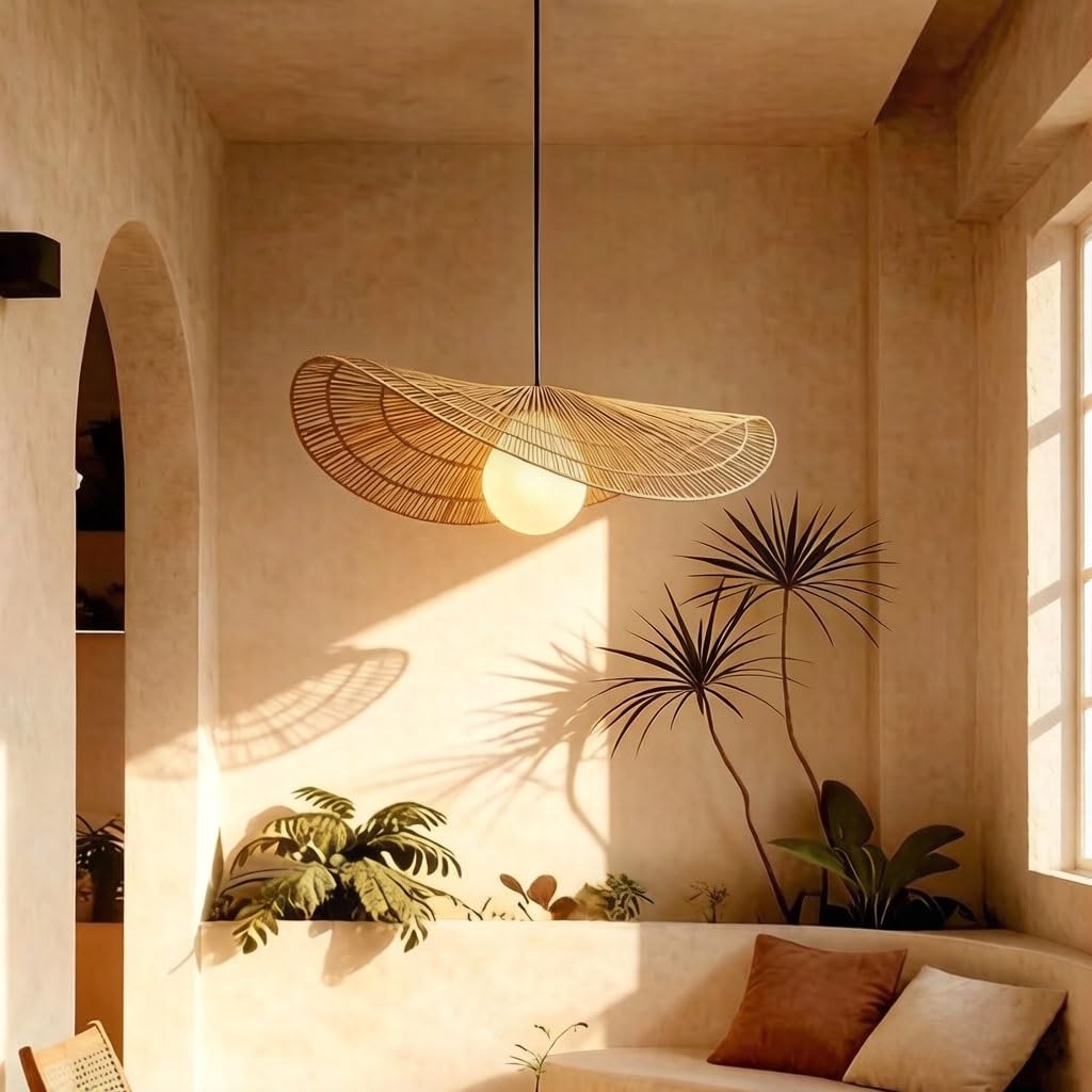 Lampe Suspendue en Rotin Bohème
