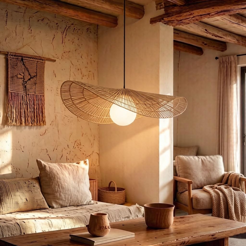 Lampe Suspendue en Rotin Bohème