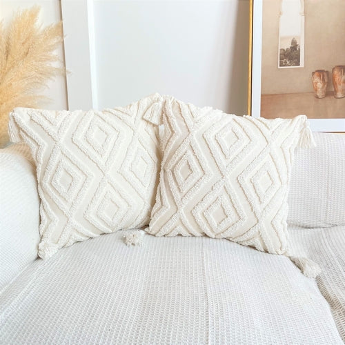 Housse de Coussin Boho Géométrique