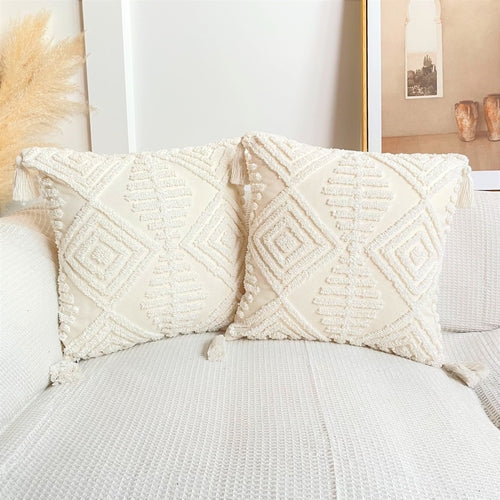 Housse de Coussin Boho Géométrique