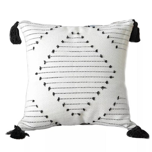 Housse de Coussin Boho à Pompons